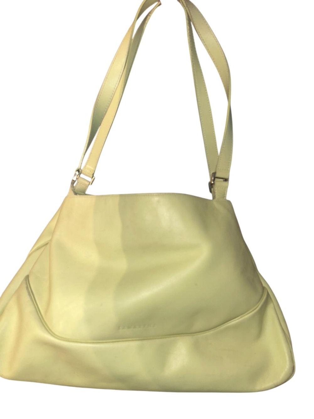 La Marthe Italy pastel yellow leather hand bag purse 15x10